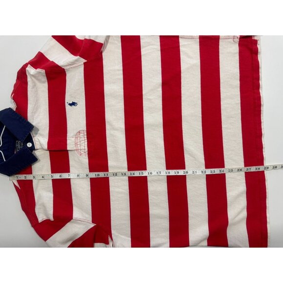 Vintage Polo Ralph Lauren Mens Long Sleeve Rugby Polo Shirt XL Red White Stripe - Picture 8 of 8